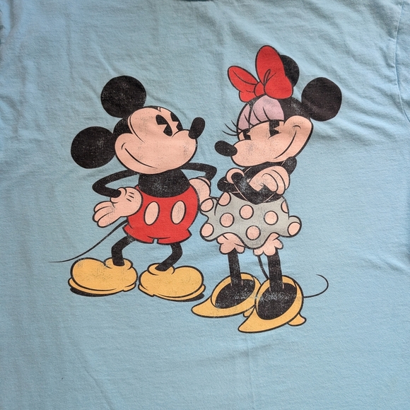 Disney  Blue Mickey and Minnie T-Shirt - Picture 4 of 5